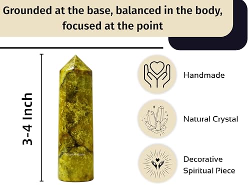 Image of Crystal Heaven Green Opal Crystal Tower Obelisk Point For Chakra, Healing And Balancing - Aaa Grade Original Certified Gemstone Agate For Reiki Meditation Yoga Spiritual (3-4 Inches)