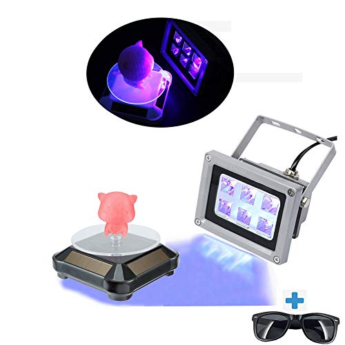 CungSu UV Resin Curing Light 405nm Lamp with Turntable 360°Rotating for SLA DLP