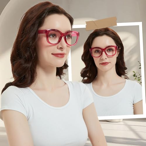 Image of JiSoo Oversized Reading Glasses for Women Men, Stylish Designer Readers Women with Large Frame