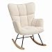 HaiYiZuhause Schaukelstuhl, Moderner Sessel mit hoher Rückenlehne, Weicher Relaxstuhl & Stillsessel für Wohnzimmer, Schlafzimmer, Babyzimmer & Leseraum, Schaukelstuhl für Innen (Beige)
