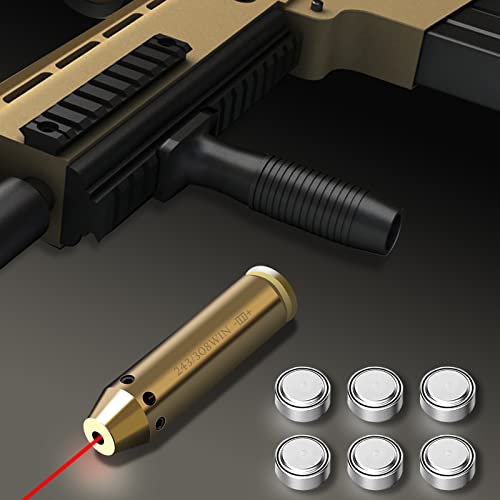 Nihowban Laser Bore Sight Kit 243/308 Red Dot Laser Boresight With 3 Sets Of Batteries （Packaging Six） #TOP4