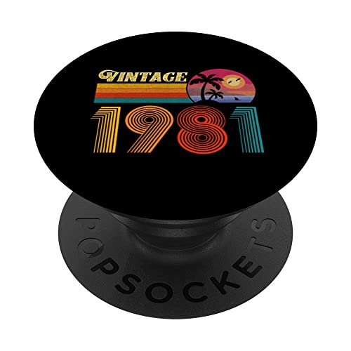 Regalo de 42 cumpleaños, 42 años, para hombres y mujeres, retro, vintage, 1981 PopSockets PopGrip Intercambiable