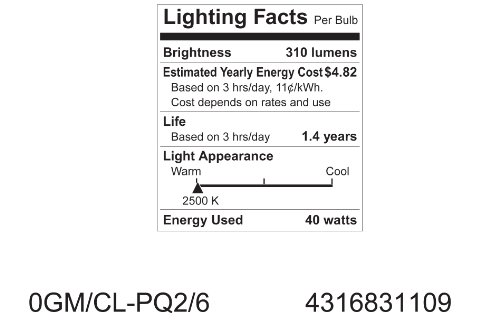 Current, Powered By Ge 40Gm/Cl-Pq2/6 Traditional Lighting Incandescent Globe/Sphere, 2 Count (Pack Of 1), Crystal Clear #TOP4