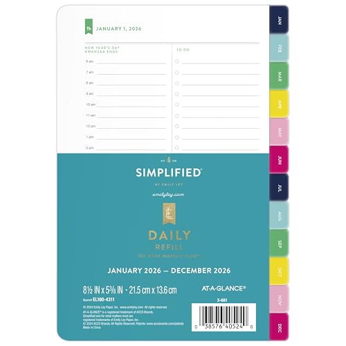 AT-A-GLANCE 2026 Planner Refill, Simplified by Emily...