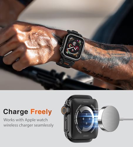 Image of ULTIMAL Metal Case Compatible with Apple Watch Series SE3 /SE2 /SE /6 /5 /4 44mm with Back Cover, Military Grade Shockproof Protective Case, Rugged Cover for iWatch 44mm (Black)