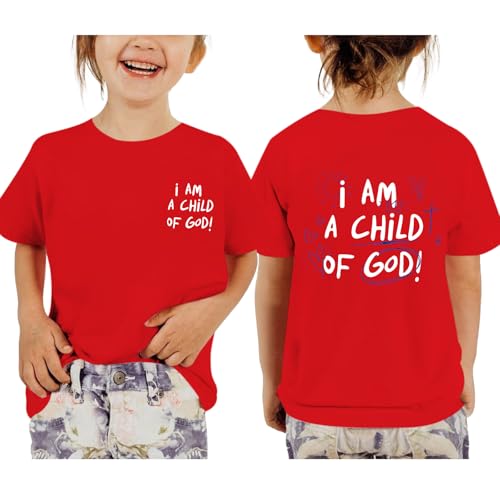 Image of KEEVICI Cute I Am A God of Child Shirt Girls Graphic Tees Christian T Shirts for Kids Jesus Religious Faith Cotton Summer Top