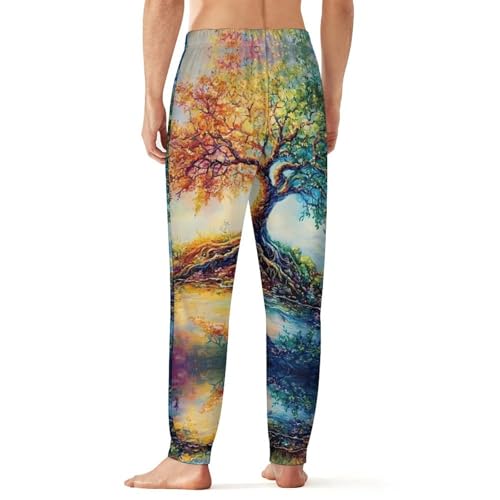 Life Rainbow Tree Men's Pajama Bottoms Sleep Lounge Soft Comfy Pants Sleepwear3