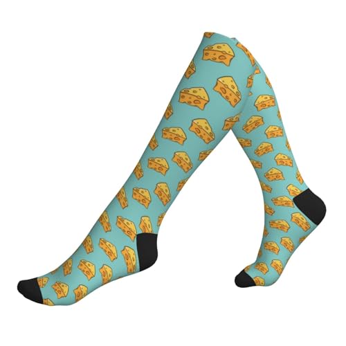 Lindo Queso Azul Claro Calcetines De Viaje Vuelos Calcetines Medias Compresion Para Soporte Ciclismo Varicosas Atletismo 1 Par 50Cm