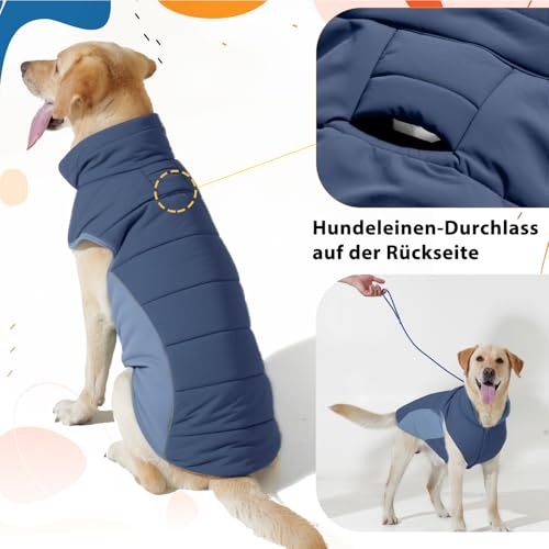 Poiinvc Winddichter Hundemantel Hundejacke mit Geschirrloch Reflektierend Warm und Wasserdicht für Hunde von S bis XXXL mit Elastischen Bündchen Ideal für Outdoor