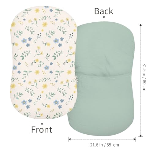 Image of Muslin Baby Lounger Cover 2 Pack, Soft Breathable Newborn Lounger Pillow Cover for Boys Girls Infant (Spring Garden)