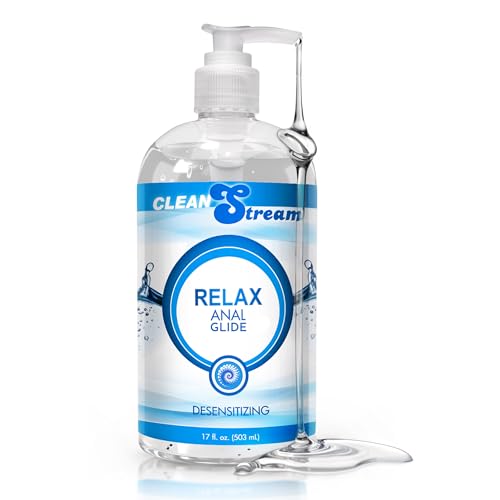 Cleanstream Relax Desensitizing Anal Lube, Toy Safe for Men and Women, Non-Staining, Personal Lube, Non-Greasy, Condom Safe, Unscented, 17 fl oz