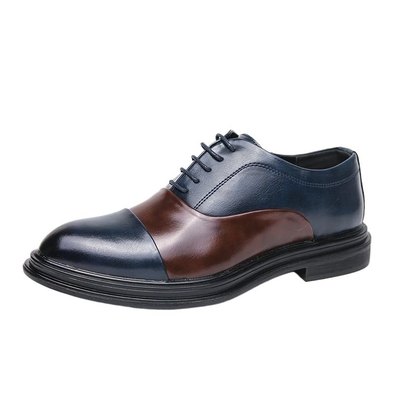 Mens Faux Leather Oxford Dress Shoes Lace Up Cap Toe Wedding Business Casual Low Top Shoes for Formal and Special Occasions
