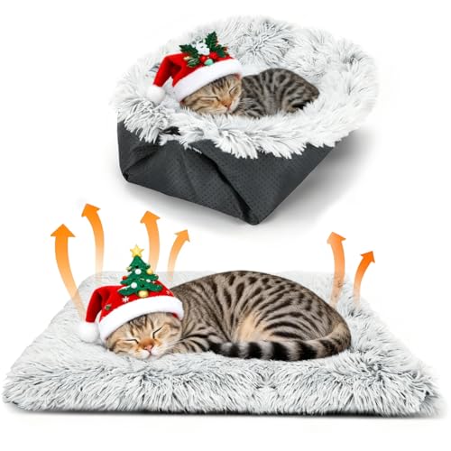 Nobleza Cama 2 en 1 para Gatos y Perros Pequeños, Cama-Manta Gruesa y Suave Esponjosa y Lavable, Base Antideslizante 60×50 cm, Color Gris
