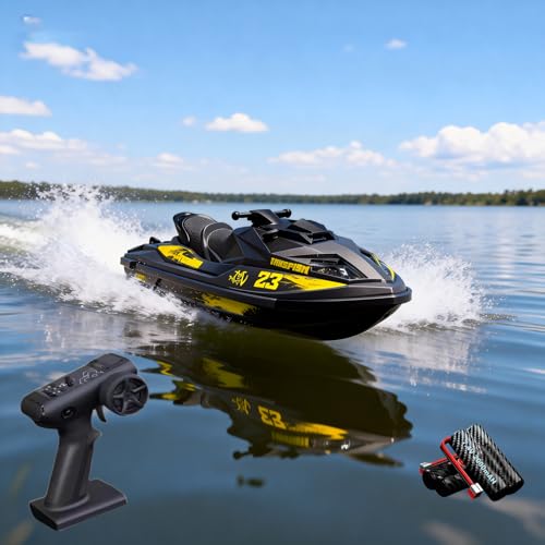 Ssccgym UDI023 Plus+ RC Racing Jet Boat Remote Controlled Watercraft Motorboat 25km/h with LED 7.4V 2000mAh 2-Battery for Beginners 14y+ on Lake Pool...