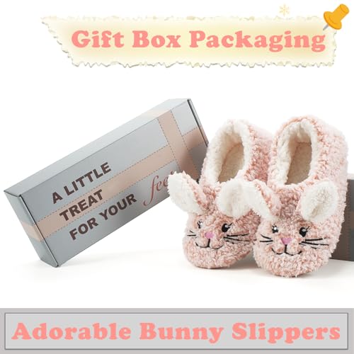 Image of The Metluks Cute Animal House Slippers, Warm Fuzzy Slipper Socks with Grippers Non Slip, Cozy Funny Gifts