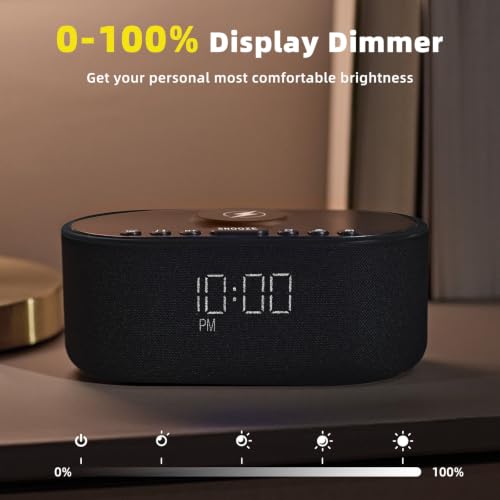 Image of Sound Machine Alarm Clock for Bedrooms with 21 Soothing Sounds | Dimmable - Bluetooth 10W Stereo - Sound Speaker with Wireless Charging - Sleep Sound for Baby Kids Adults