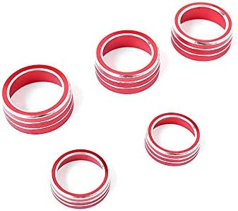 Ramecar for Accord Climate Control Switch AC Knob Sound Volume Button for 10th Gen Honda Accord Sedan Sport EX EX-L LX 2018 2019 2020 2021 2022, Aluminum red, 5pcs