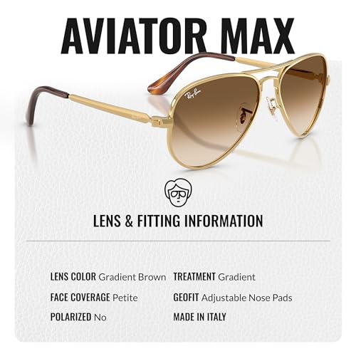 Image of Ray-Ban RB3925 AVIATOR MAX Pilot Shaped Sunglasses for Men & Women with Official RAYBAN Eyewear Kit - Classic Timeless Design
