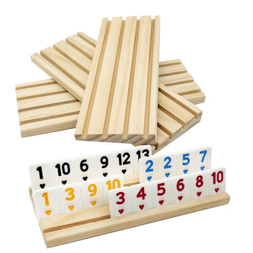 4 estantes de madera para Rummy para juego Rummikub