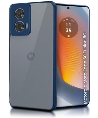 Image of WOW IMAGINE Shockproof Hybrid Back Cover for Motorola Moto Edge 50 Fusion 5G | Moto G96 5G | Hard Slim fit Back Case | PC & TPU | Clear Transparent Case - Blue