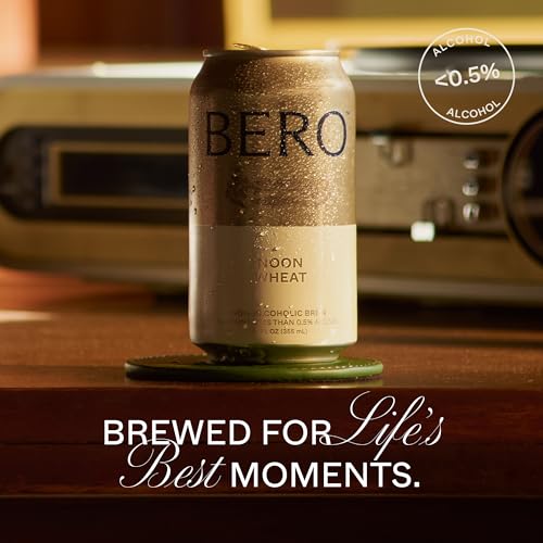 Image of BERO Non Alcoholic Beer Light Ale Style Fruity Wheat, 12 Pack x 12 Oz Cans | NA Beer by Tom Holland, Light and Refresing Low Calorie Option, No Alcohol Beverage Great for Any Occasion