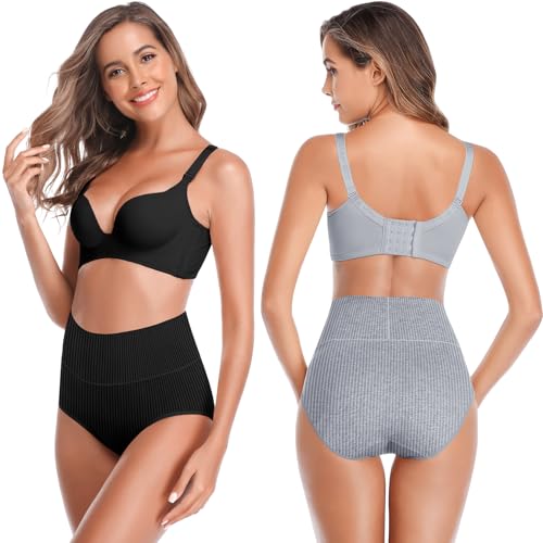Image of Women's High Waist Cotton Underwear - Soft, Super Stretchy Briefs, Full Coverage Panties