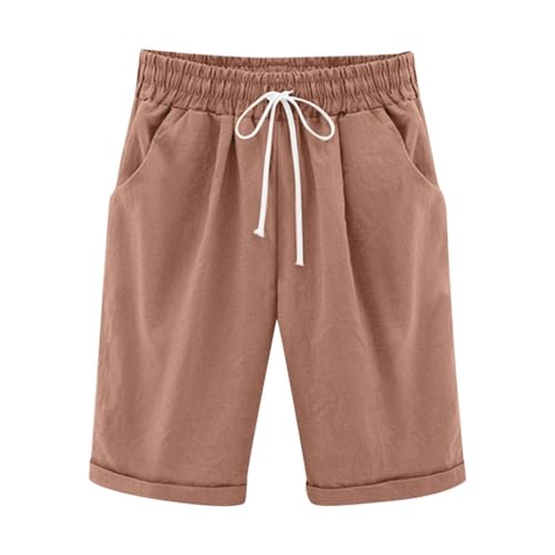 Girls Linen Blend Shorts Breathable Beach Wide Leg Shorts Knee Length Loung𝐞 Pants Elastic Waist Bermuda Loose Bottoms2