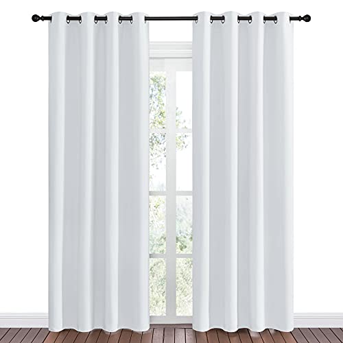 Image of NICETOWN Room Darkening Curtains for Living Room - Easy Care Solid Thermal Insulated Grommet Room Darkening Curtains /Panels /Drapes for Bedroom (2 Panels, 55 by 86, Greyish White)