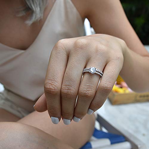 LEMON GRASS 1 Ct Halo Solitaire Cubic Zirconia Promise Engagement Ring 925 Sterling Silver Ring Sizes 3.5-9.53