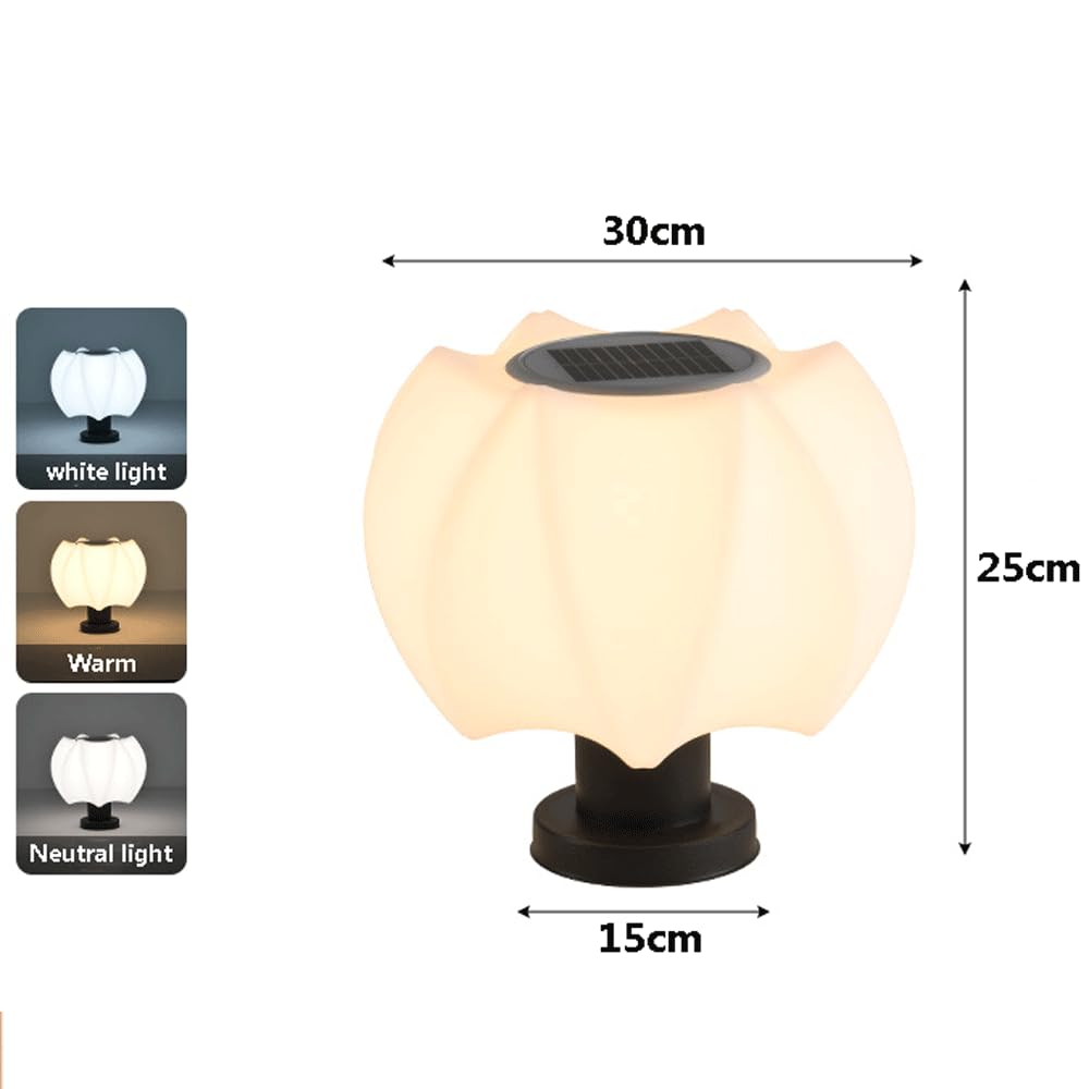 HZWJIA Solar Pillar Lamp Outdoor LED Lighting 3 Lighting Modes Pillar Head Lamp IP65 Waterproof Pillar Head Lamp Black Outdoor Waterproof Solar Pillar Lamp for Garden Villa Patio Pillar Lamp Diameter