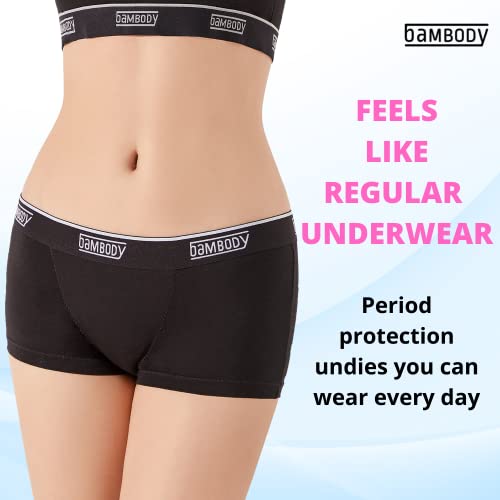 Bambody Absorbent Boy Short: Period Protection Underwear For Women And Teens - Single Pack: Black - Medium #TOP3
