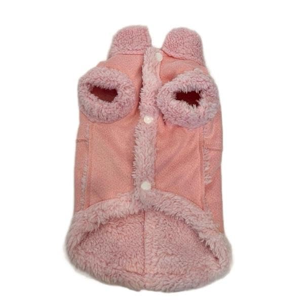 Soft Suede Dog Coat for Small Dogs – Fur Lined Winter Jacket for Puppies & Toy Breeds – Warm & Stylish Cold Weather Dog Clothes (Pink, XL)