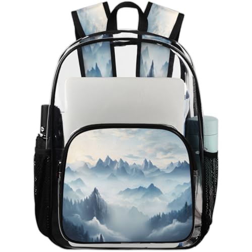 Forest Clear Backpack for Stadium Events, Tree Nature Spring Waterproof Clear Bag for Women Men Adult Sport Work Daily Music Festival and Concerts
