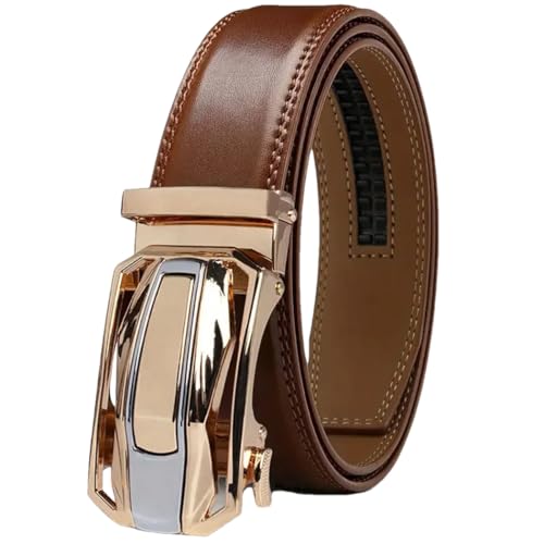 YTR6TW Men's Leather Belt Buckle Ratchet Belt Fashion Trendy Casual Belt
