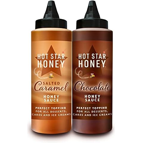 Hot Star Honey Chocolate & Caramel Sauce | Hand Crafted Sweet Honey Sauces | Perfect Topping for All Desserts, Cakes and Ice Creams…. Twin Pack 610 g Bottles Cover