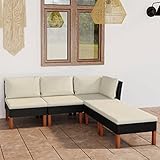 ZEYUAN 5-TLG. Garten-Lounge-Set mit Kissen, Gartenlounge, Balkon Möbel, Terrassenmöbel, Lounge Gartenmöbel Set, Loungemöbel Terrasse, Balkon Lounge, Poly Rattan Schwarz