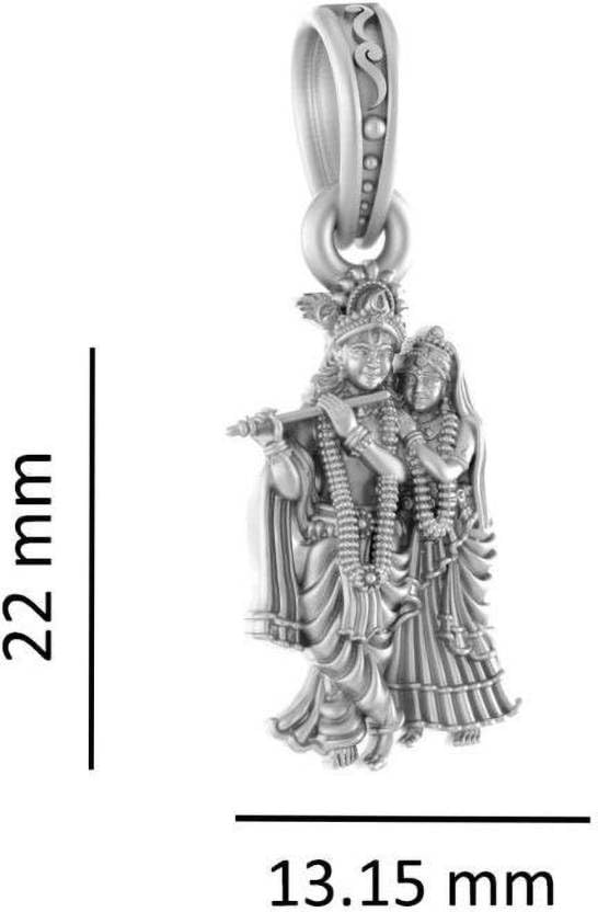 Pendentif argent sterling 925 Radha Krishna ciselé avec précision