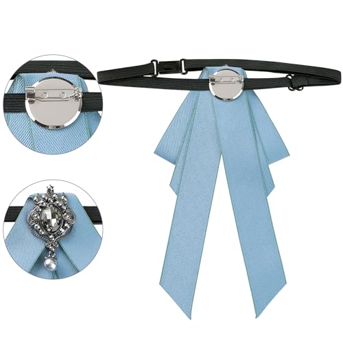 Image of Women's Ribbon Brooch Necktie Rhinestone Bow Ties for Elegant Chic