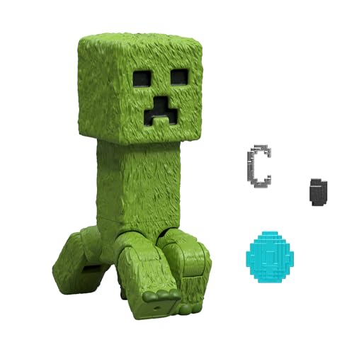 Mattel Minecraft Figurine articulée Creeper de 10 cm avec accessoires, inspirée de "Minecraft : Le Film", JFR58