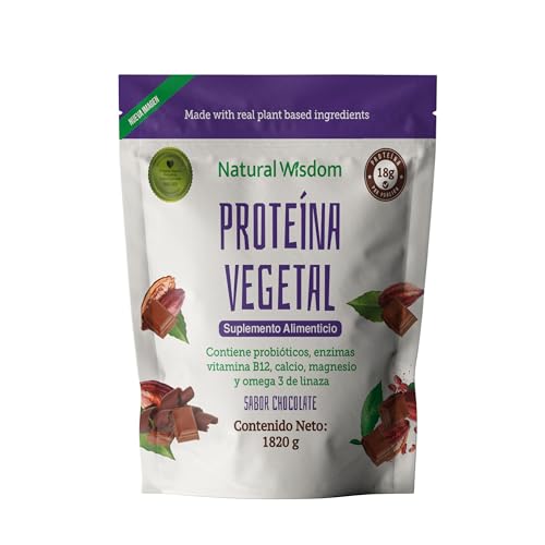 Proteínas, NW Proteina Vegetal (Vegana) a Base Chícharo Arroz con Enzimas Probioticos Calcio Omega 3 | 18gr Proteina por Porcion | Proteina en Polvo Sabor Chocolate -...