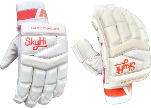 Skyhi Game Changer Cricket Batting Gloves Lightweight Leather Cricket Batting Gloves for Men Right and Left Hand Batsman (Right Hand)