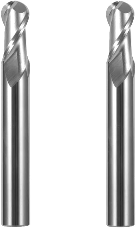 2 Pcs Ball Nose End Mill Double Flutes Spiral Milling Tool Solid Carbide Router Milling for DIY Woodworing Carving