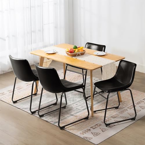 Image of Waleaf Dining Chairs Set of 4, 18 inch Faux Leather Counter Height Bar Stools