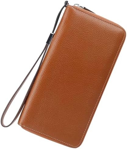Lavemi Women's RFID Blocking 100% Leather Large Capacity Zip Around Wallet Phone Holder Clutch Travel Purse Wristlet