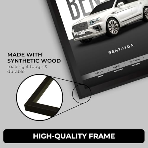 Image of Bentley Bentayga Poster | Framed Bentley A4 Sized (31 x 23 cm) | Bentayga Car Poster for Wall, Gift for Boys, Luxury Frames | Dream Car Posters for Wall, Bedroom, Hostel, Study Area, Hostel (F 082)
