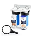 Aquaboon 2-Stage Whole House Water Filter System with 10x4.5 Water Filter Cartridges | Reducing Sediment & Odors with Gauge & Release, Wrench, Bracket