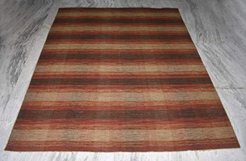 Rugindia Hand loom Striped Wollen Carpet for Living Room Bedroom Guest Room 7.6x9.6 Feet