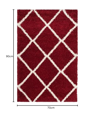 Image of Shaggy Super Soft Carpet for Home & Living Room Size - 3 X 5 Ft (Red Ivory & Cream)
