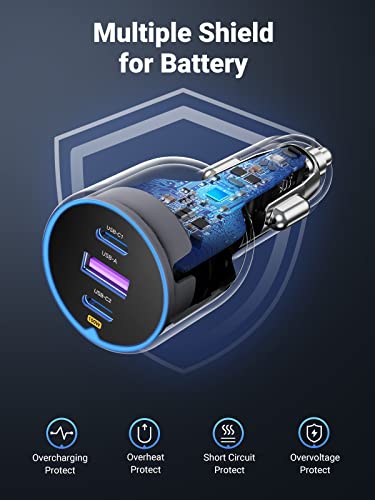 130W Usb C Car Charger, Ugreen Type C Pd3.0/Qc4.0/Pps Fast Charging Car Charger With Led Display, Compatible With Iphone 14/13/12, Galaxy S23/S22/S21 Ultra, Ipad, Macbook (Comes With 100W Usb C Cable) #TOP5