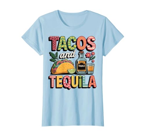 Tacos and Tequila T-Shirt, Women, Baby Blue, X-Large